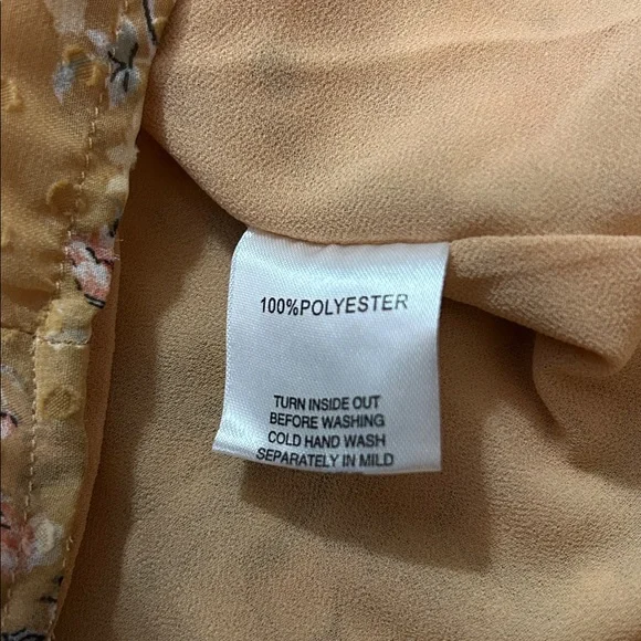 Sabo Keisha Floral Mini Dress Beige Peep Front Puff Sleeve Party SIZE XXS - Picture 9 of 10